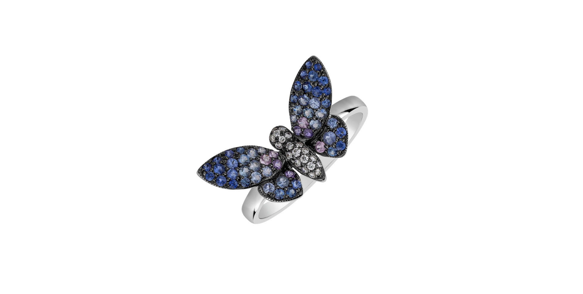Diamond ring with Sapphire Shiny Wings