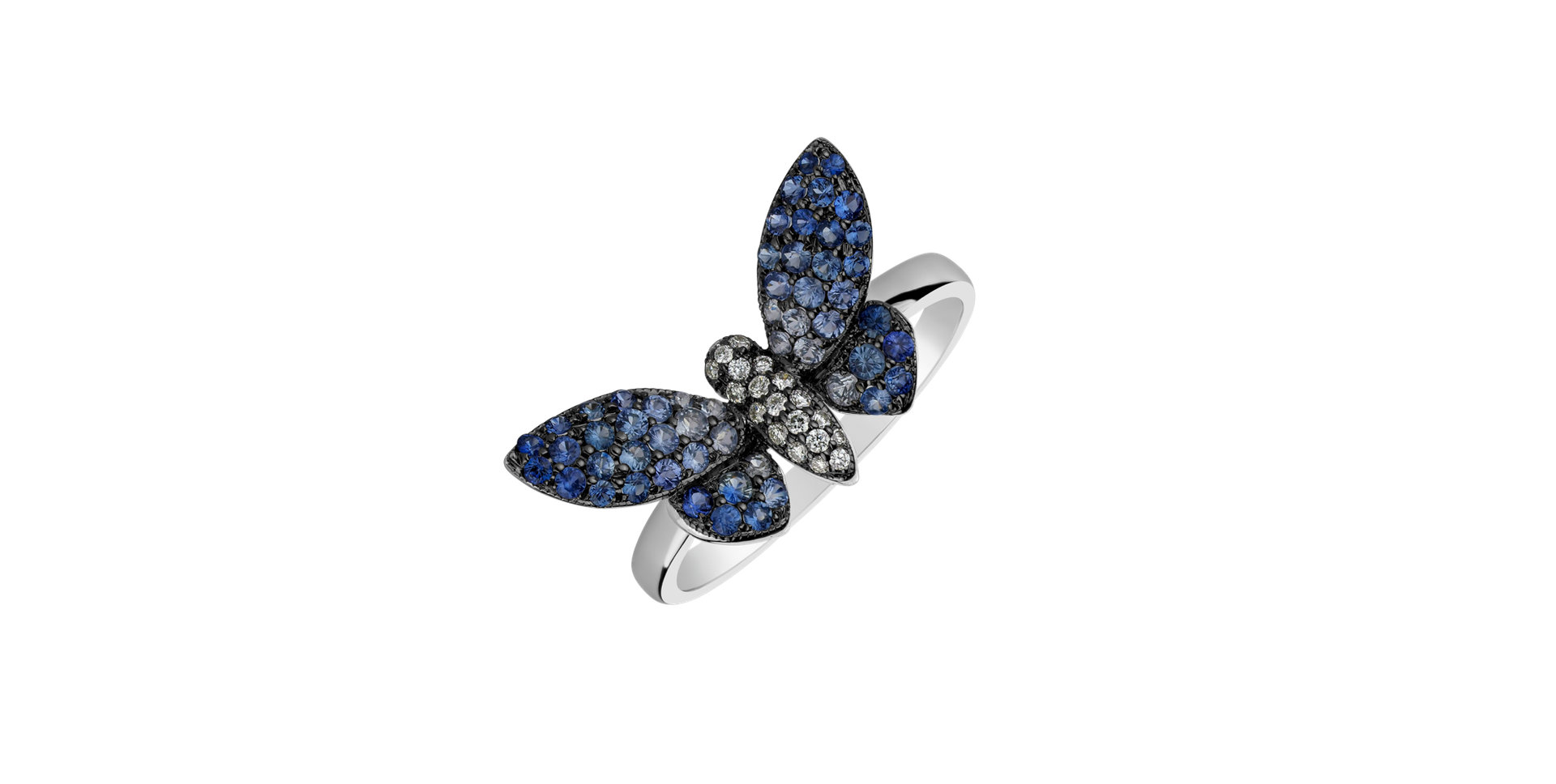 Diamond ring with Sapphire Shiny Wings