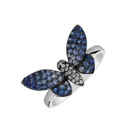 Diamond ring with Sapphire Shiny Wings
