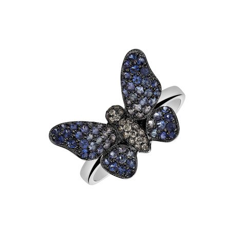 Diamond ring with Sapphire Glamorous Butterfly