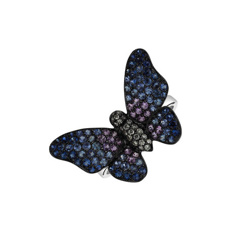 Diamond ring with Sapphire Splendid Butterfly
