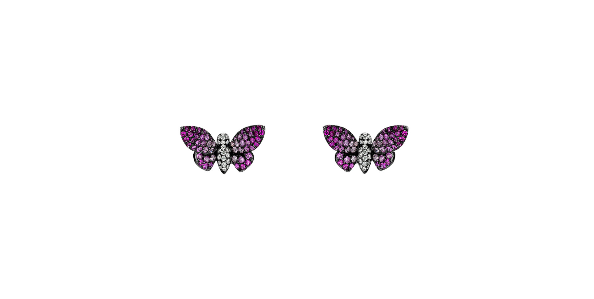 Diamond earrings with Ruby and Sapphire Graceful Butterfly