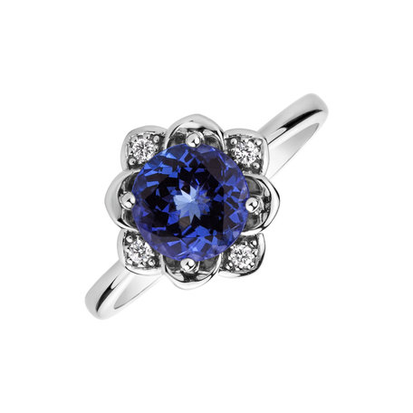 Diamond ring with Tanzanite Galaxy Flower