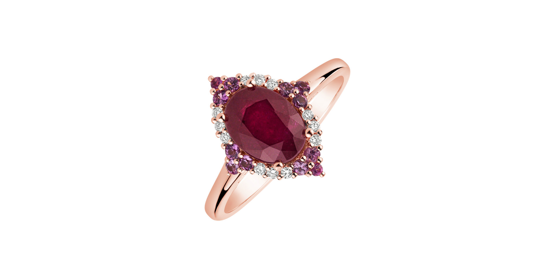 Diamond ring with Ruby and Sapphire Ruby Rose