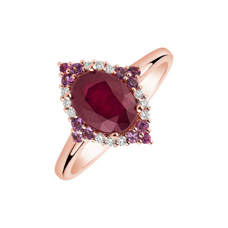 Diamond ring with Ruby and Sapphire Ruby Rose