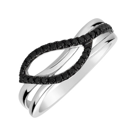 Ring with black diamonds Dazzling Leaf