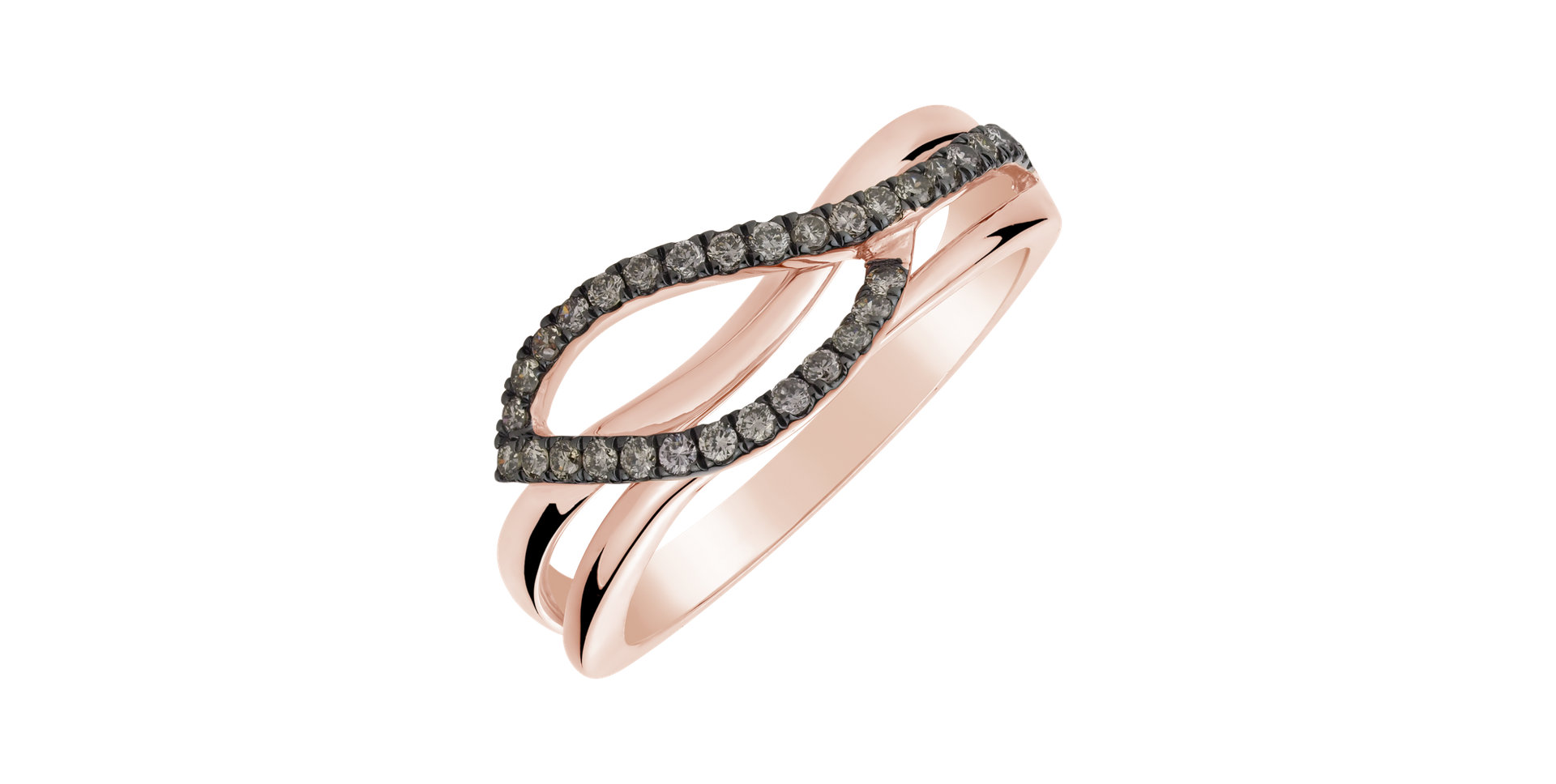 Ring with brown diamonds Dazzling Leaf