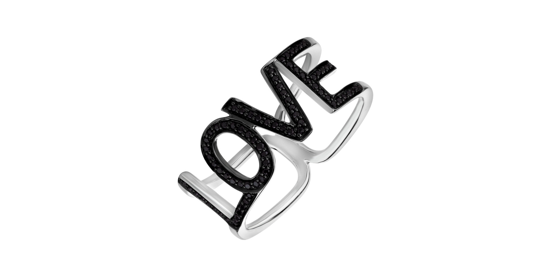 Ring with black diamonds Love