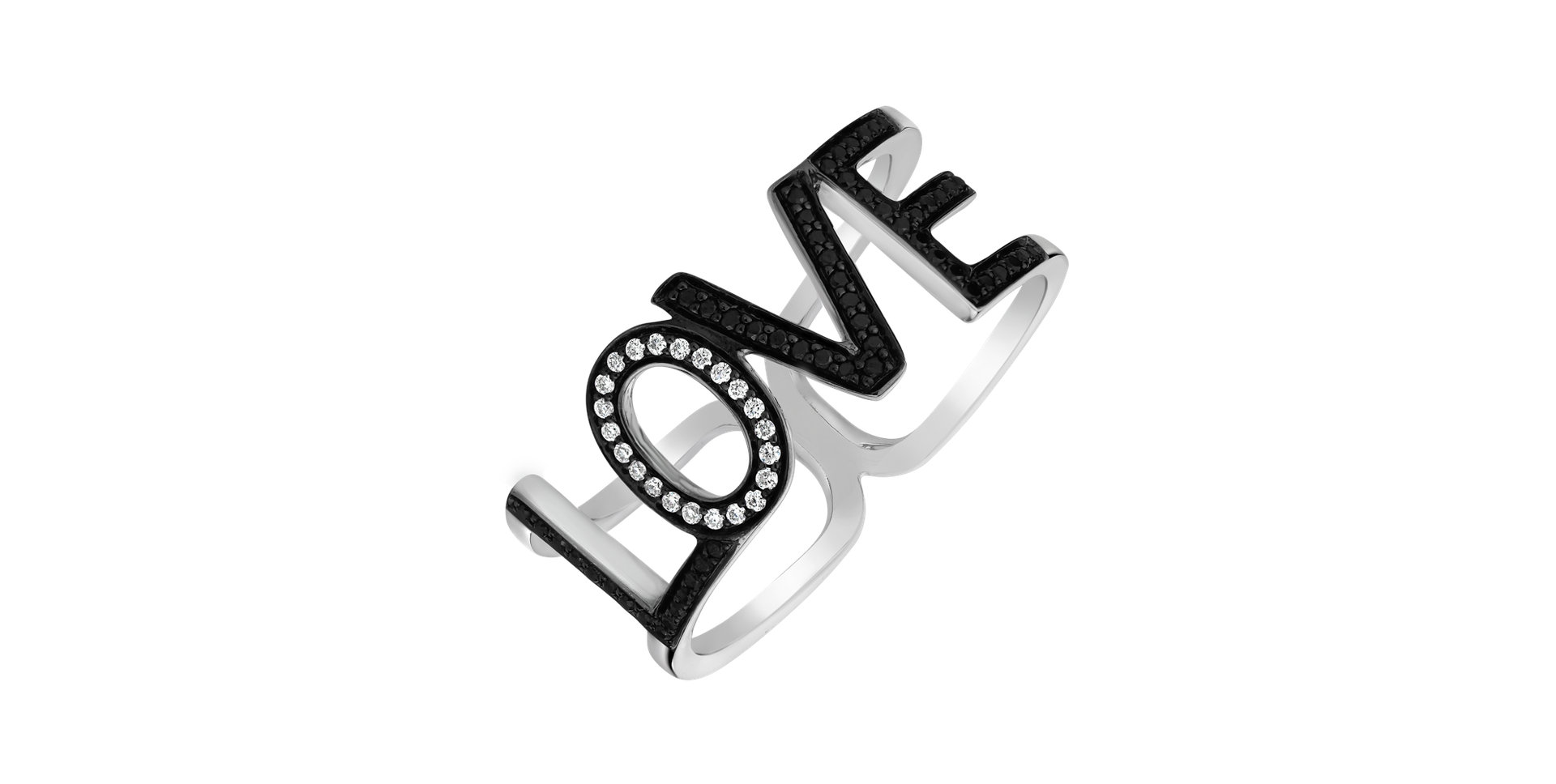 Ring with black diamonds Love