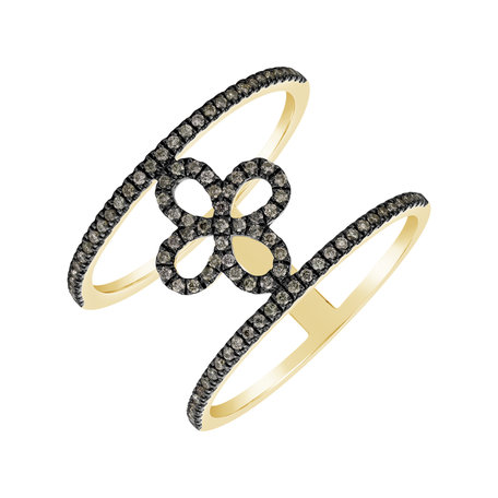 Ring with brown diamonds Gorgeous Flower