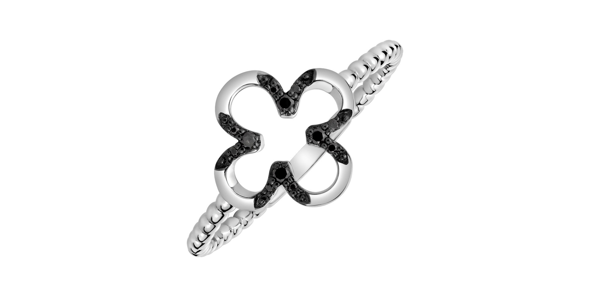 Ring with black diamonds Shiny Petals