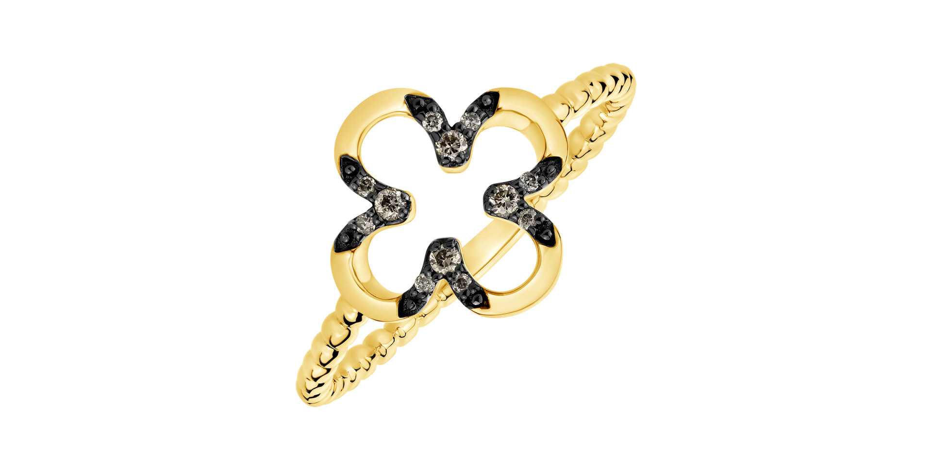 Ring with brown diamonds Shiny Petals