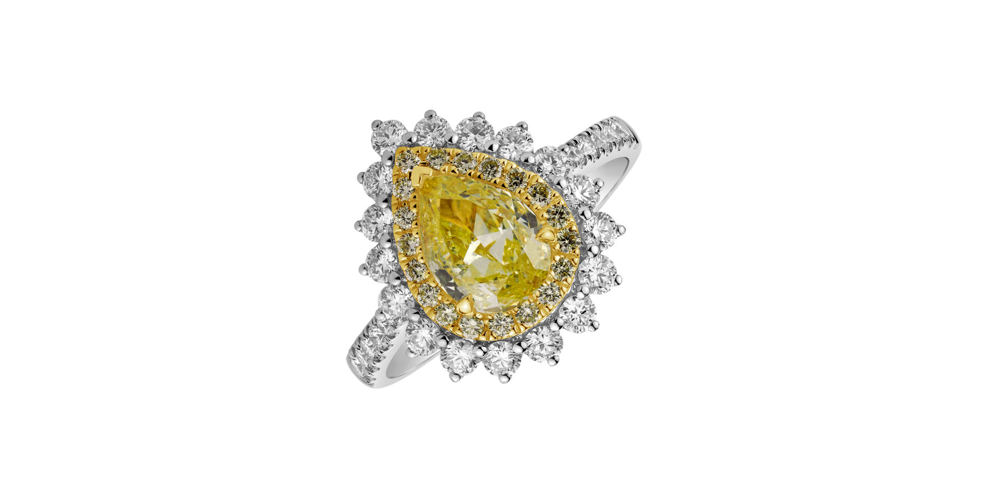 Ring with yellow and white diamonds Joyful Drop
