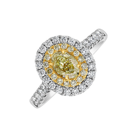 Ring with yellow and white diamonds Sun Galaxy