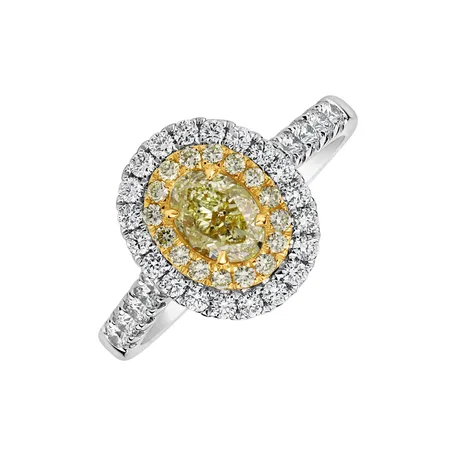 Ring with yellow and white diamonds Sun Galaxy