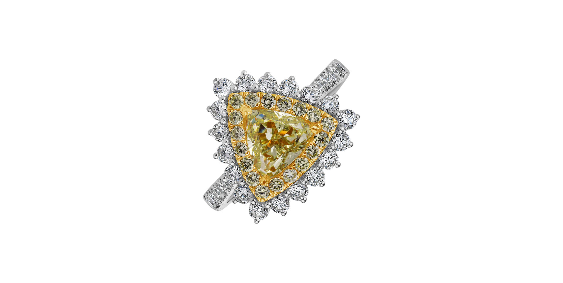 Ring with yellow and white diamonds Sun Tribute