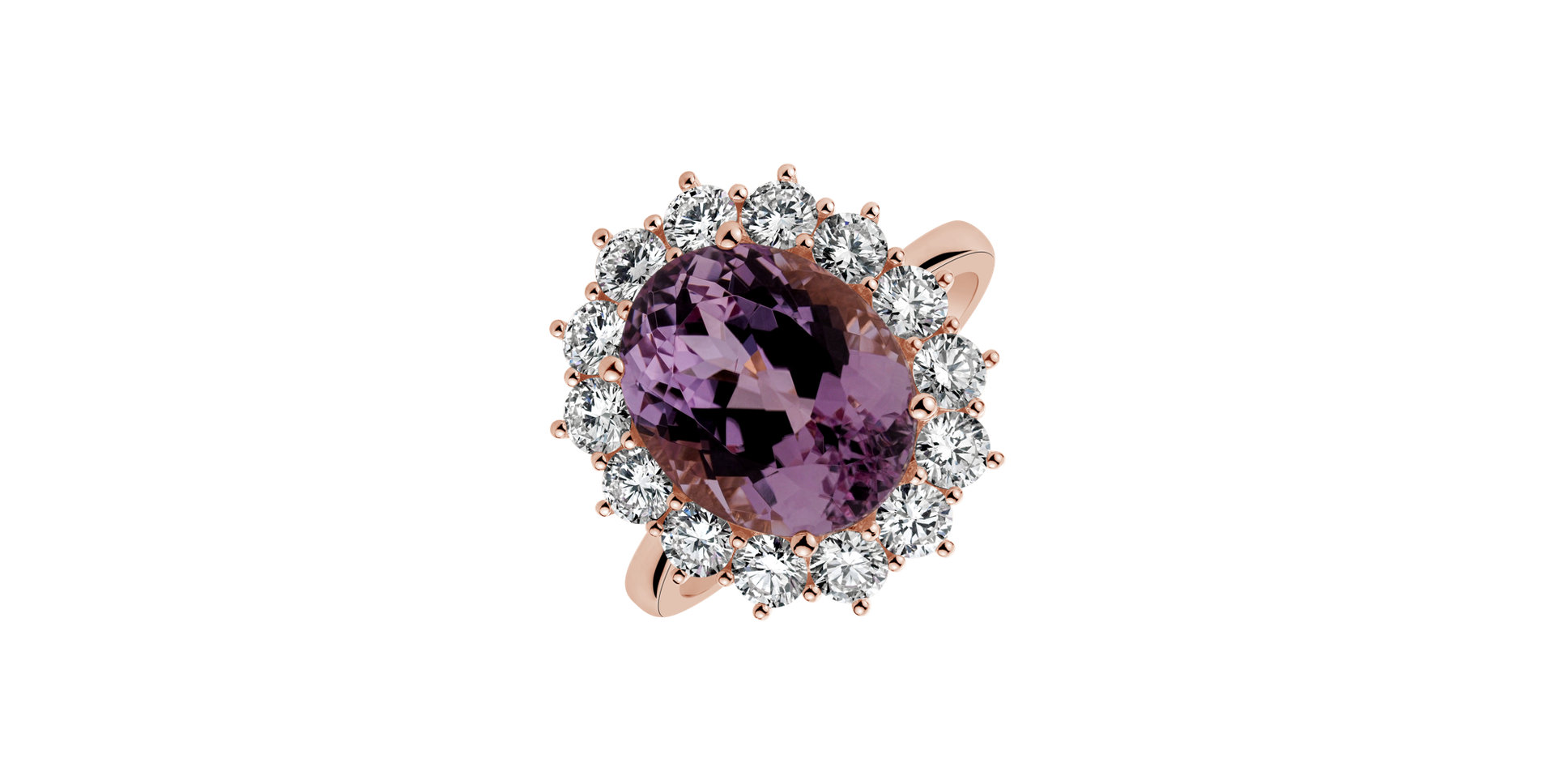 Diamond ring with Kunzite Sky Goddess