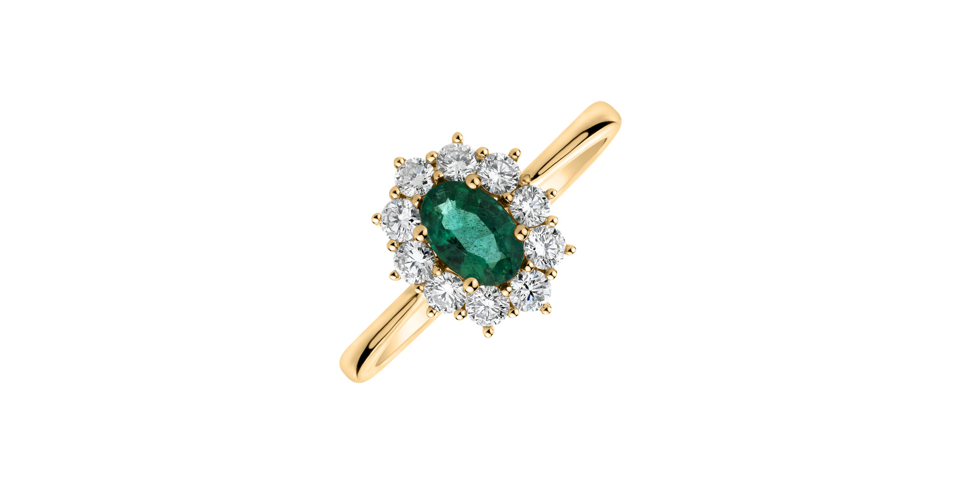 Diamond ring with Emerald Princess Joy
