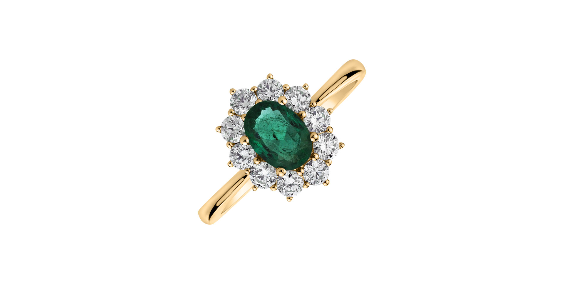 Diamond ring with Emerald Princess Joy