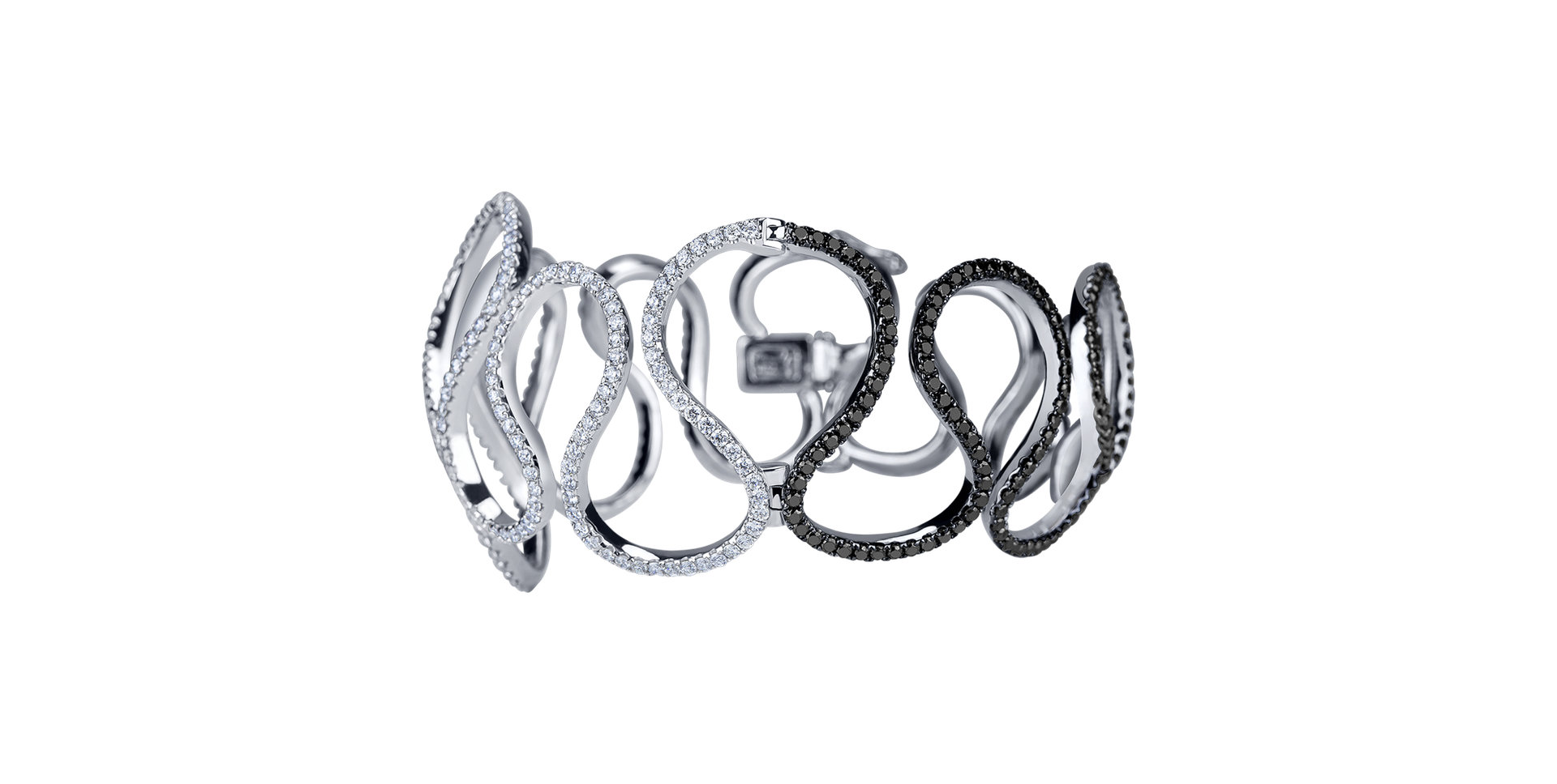 Bracelet with black and white diamonds Diamond Ribbon