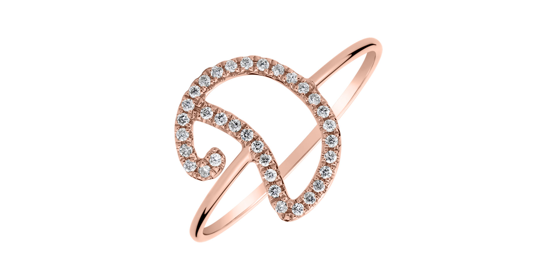 Diamond ring Curly Glittery D