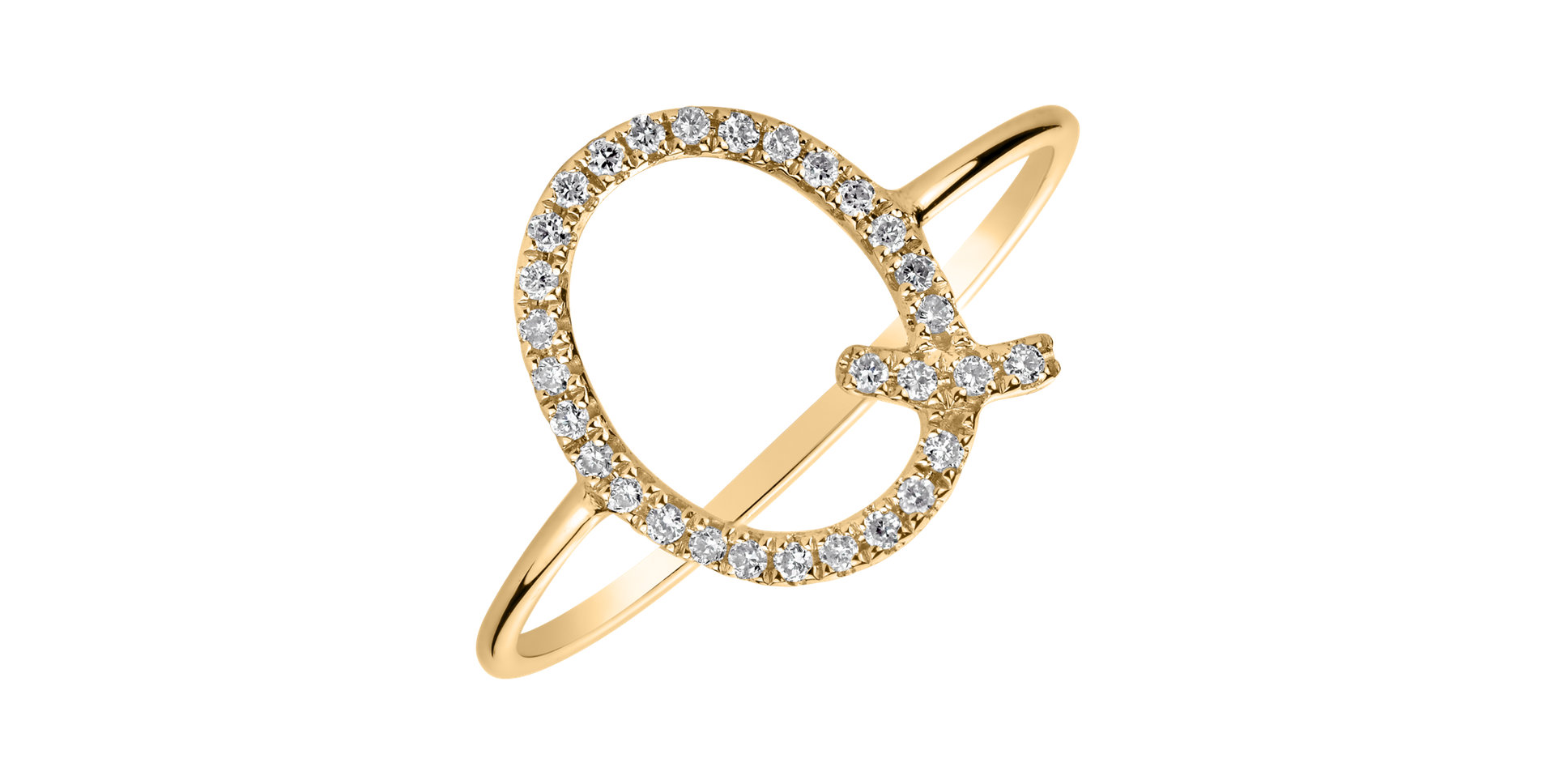 Diamond ring Curly Glittery Q