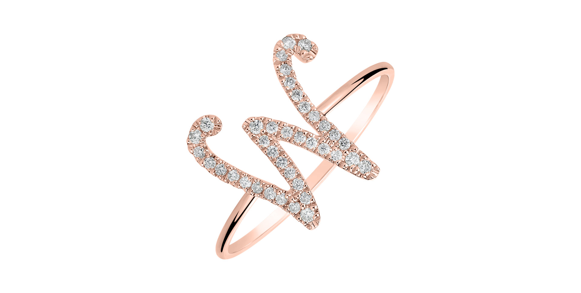 Diamond ring Curly Glittery W
