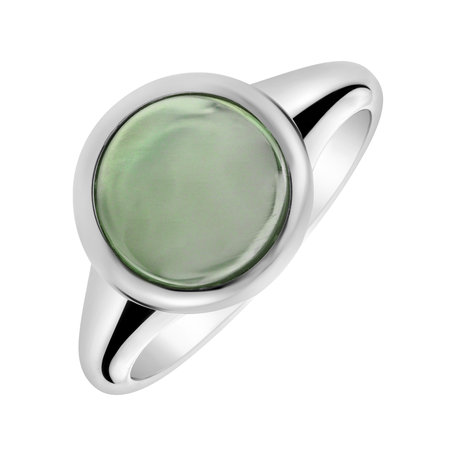 Ring with Prehnite Bonbon