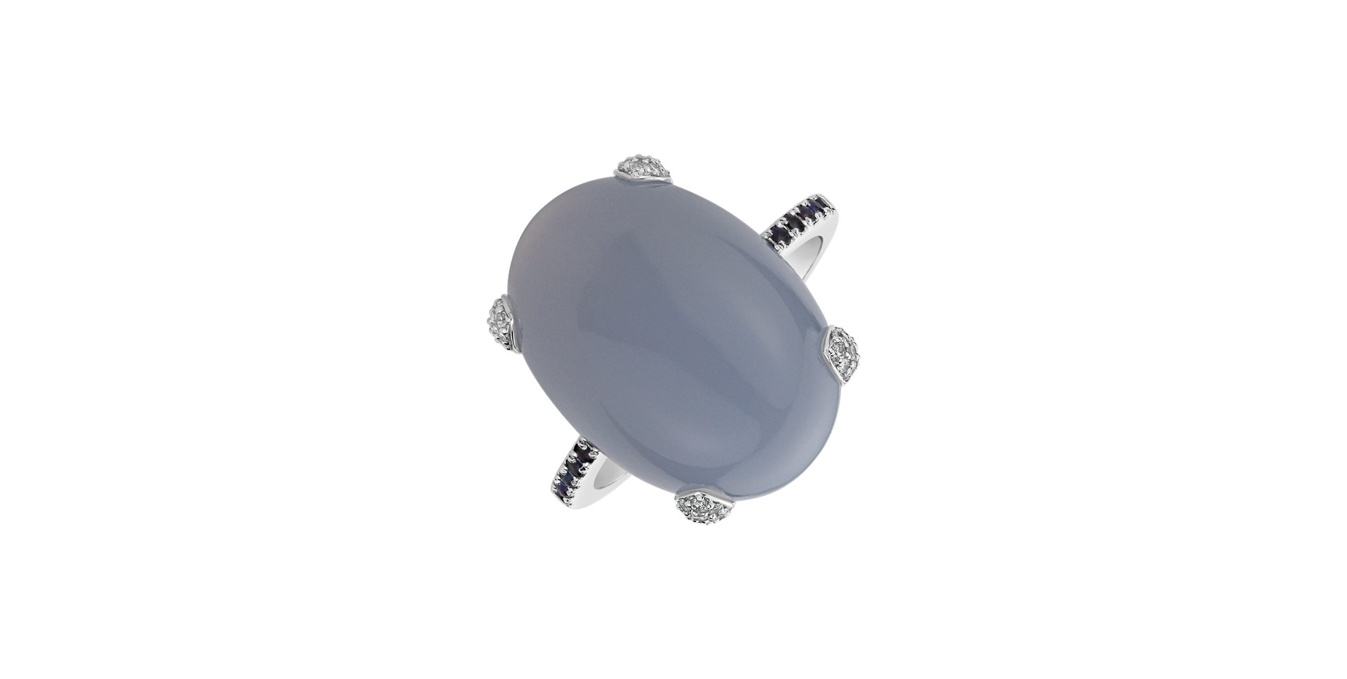 Diamond ring with Chalcedony and Sapphire Niche