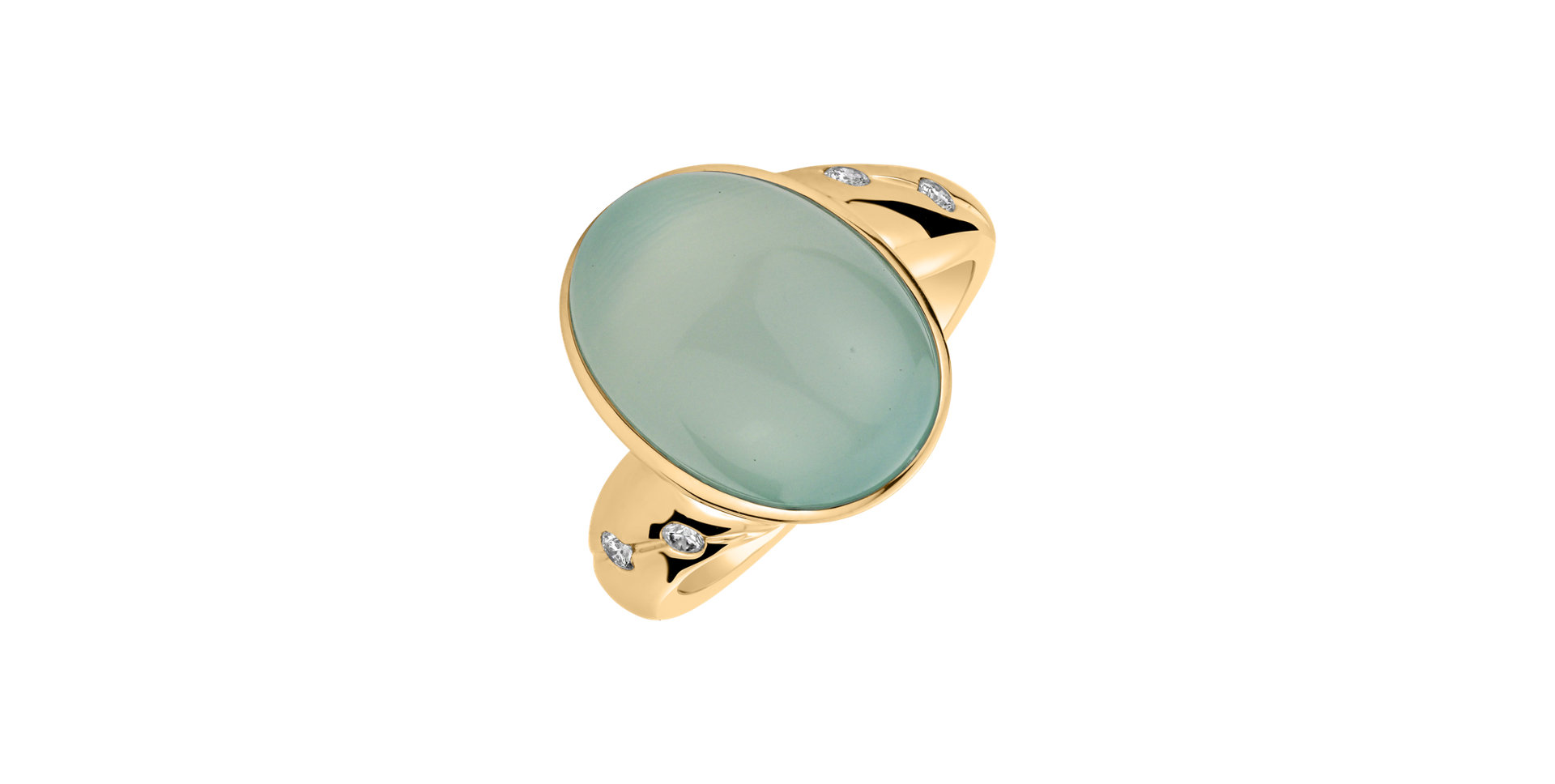 Diamond ring with Chalcedony Gem Spirit
