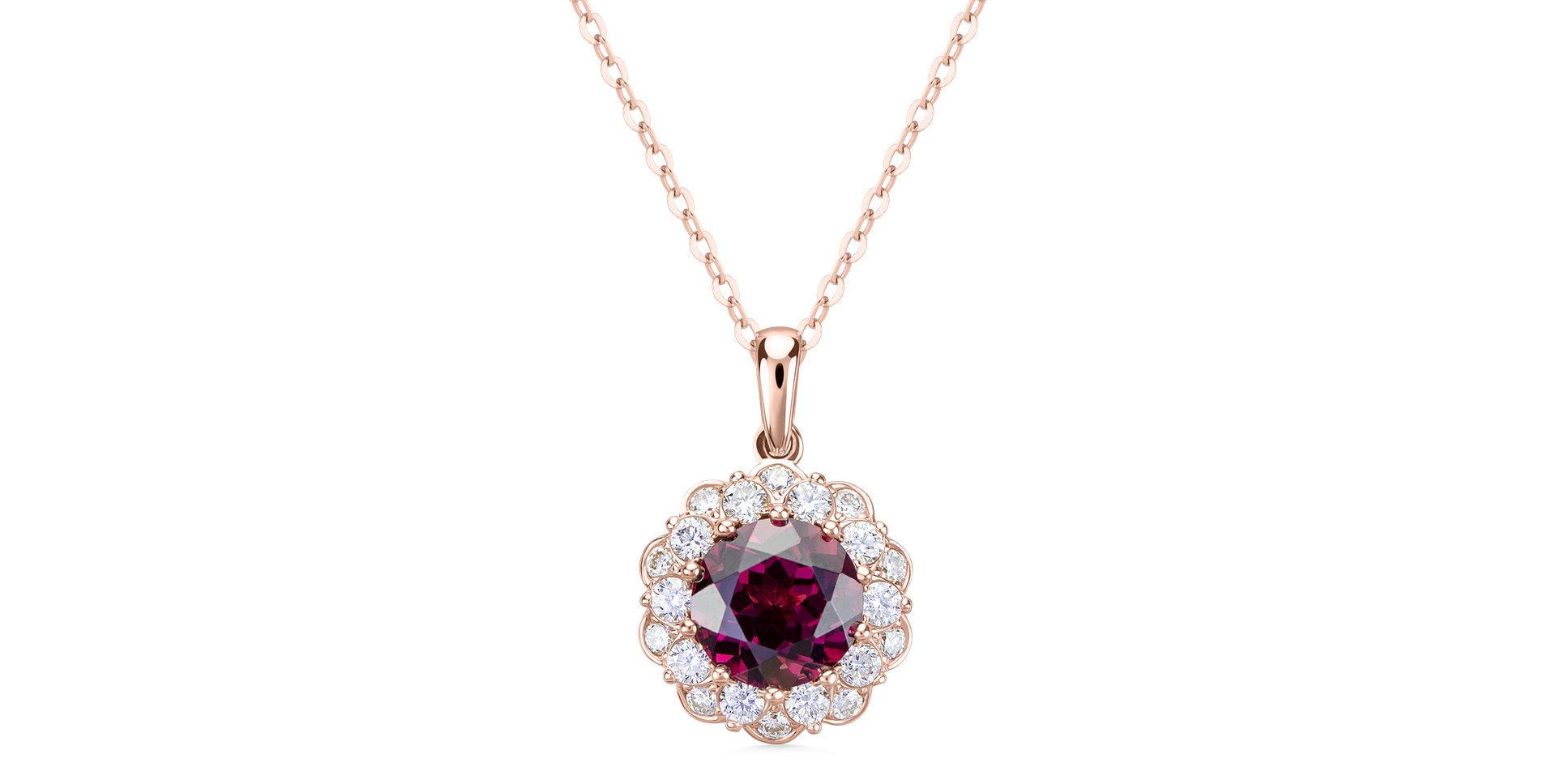 Diamond pendant with Garnet Princess Bloom