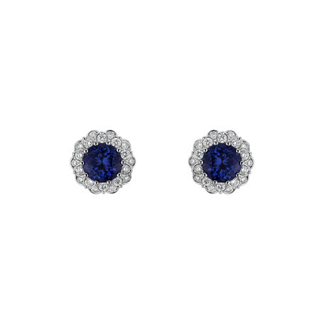 Diamond earrings with Tanzanite Princess Bloom