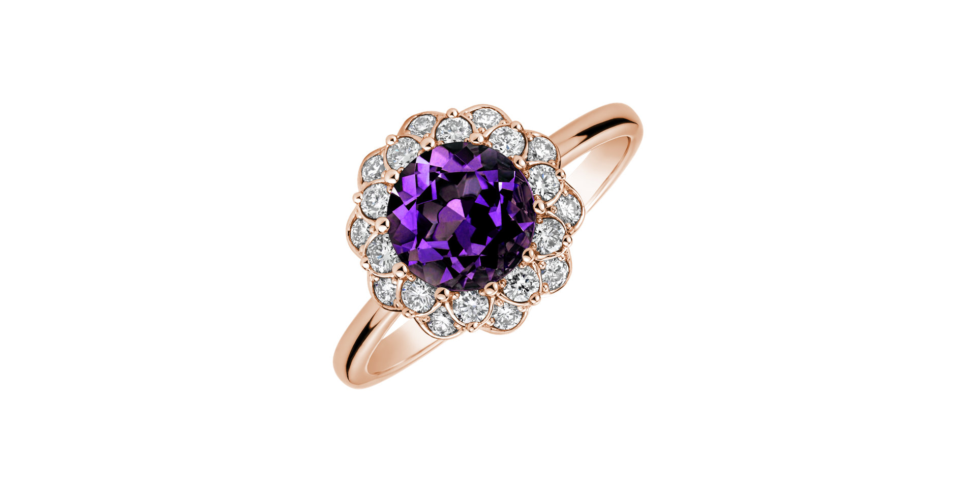 Diamond rings with Amethyst Flower Joy
