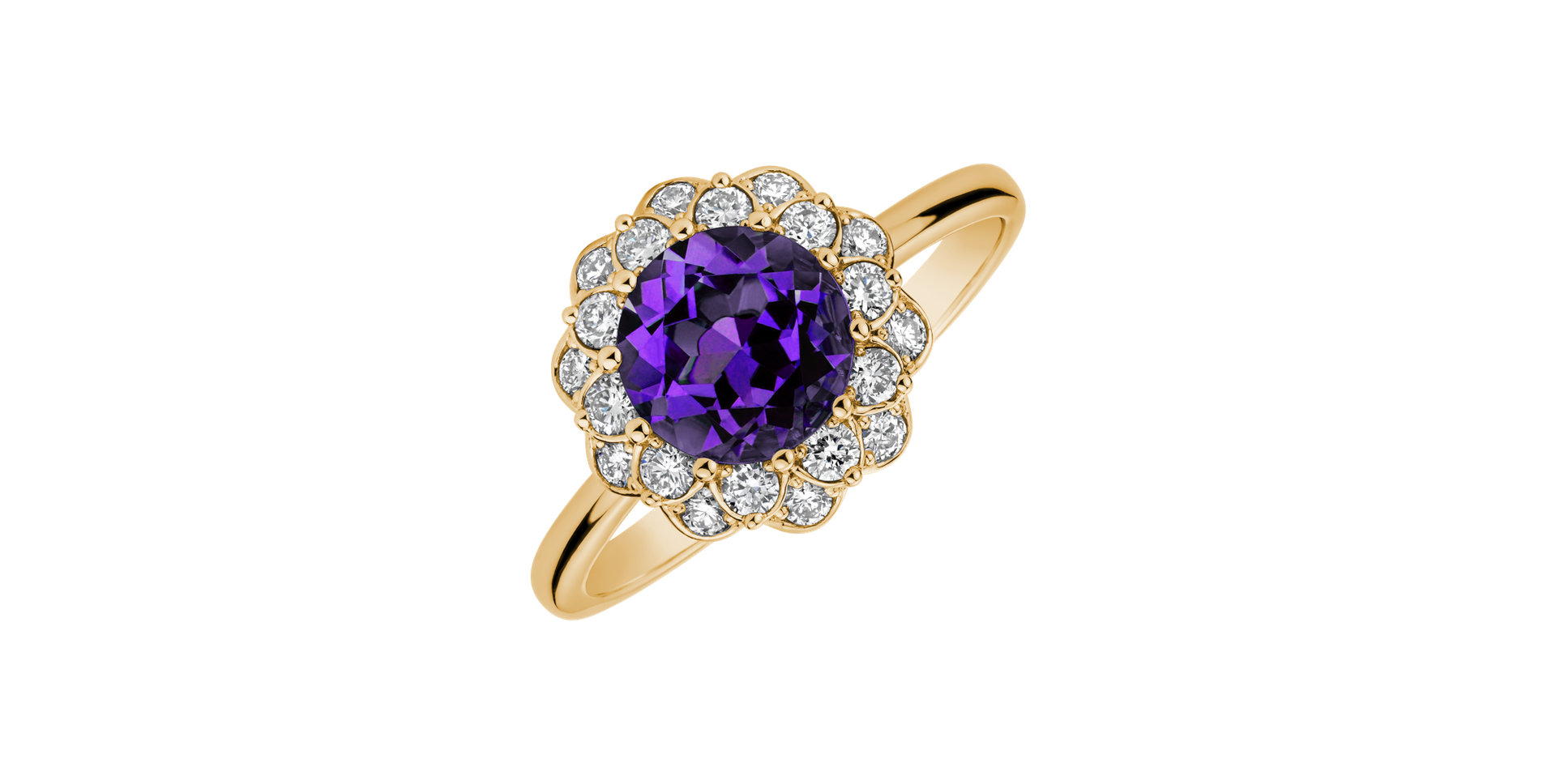 Diamond rings with Amethyst Flower Joy