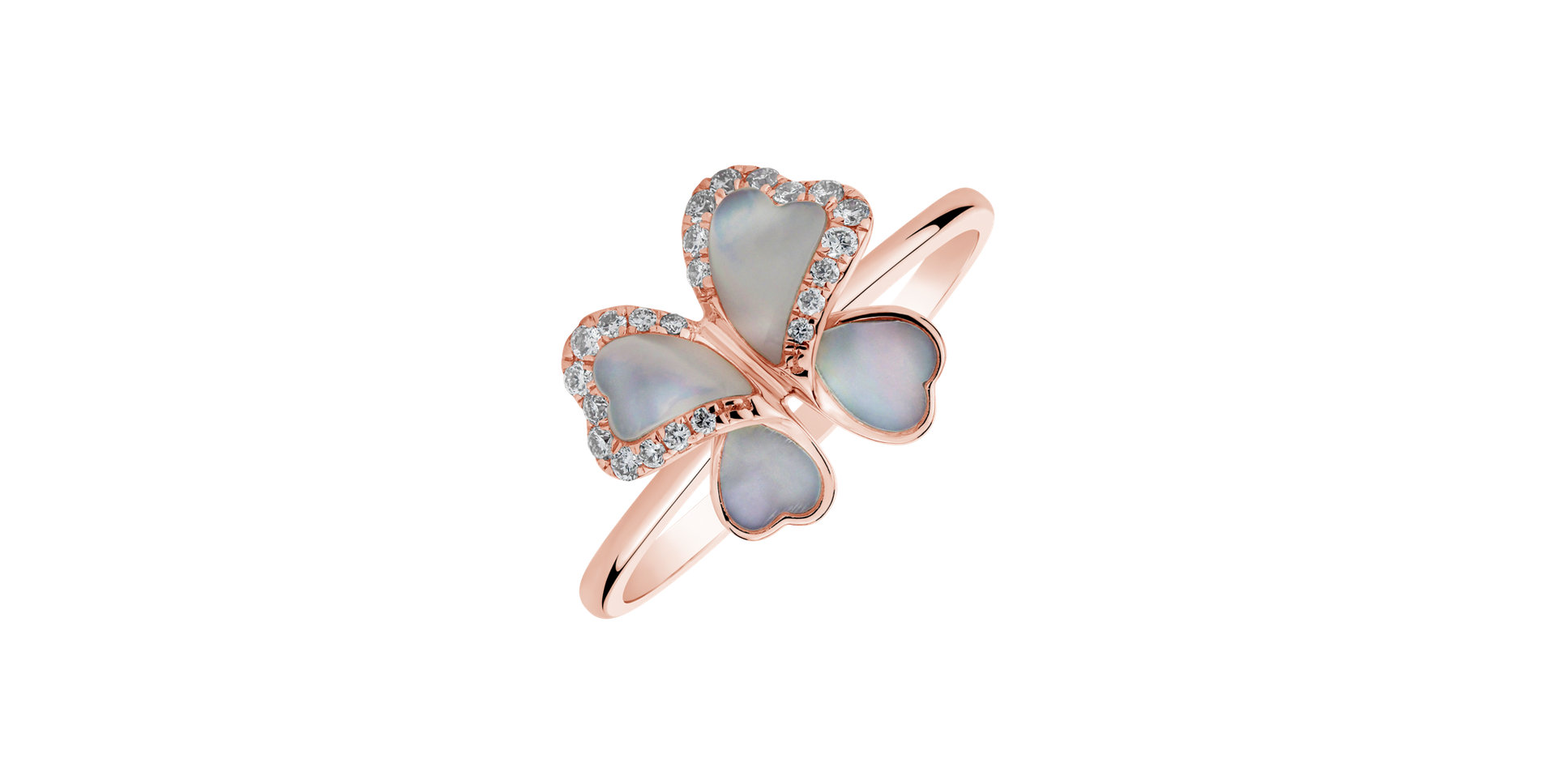 Diamond ring and Mother of Pearl Pearly Butterfly