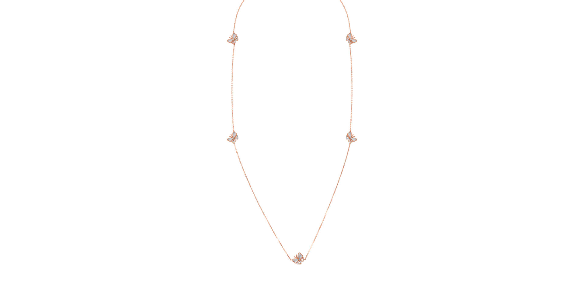 Diamond necklace with Mother of Pearl Butterfly Twist