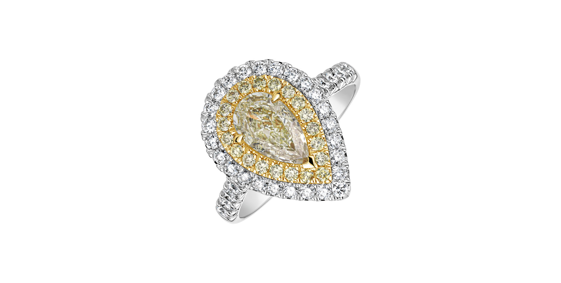 Ring with yellow and white diamonds Sun Drop