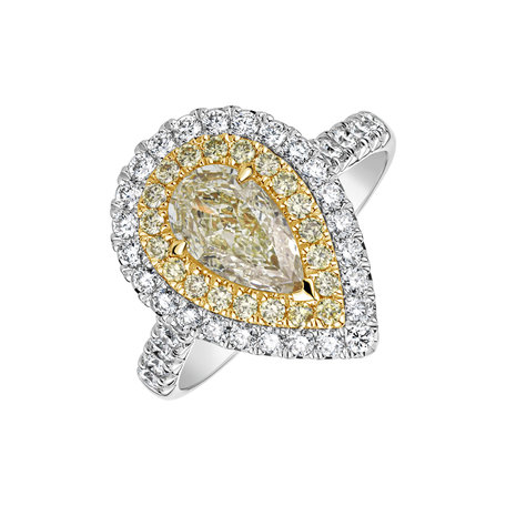 Ring with yellow and white diamonds Sun Drop