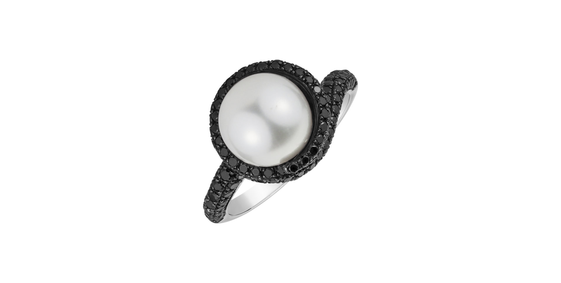 Ring with black diamonds and Pearl Marine