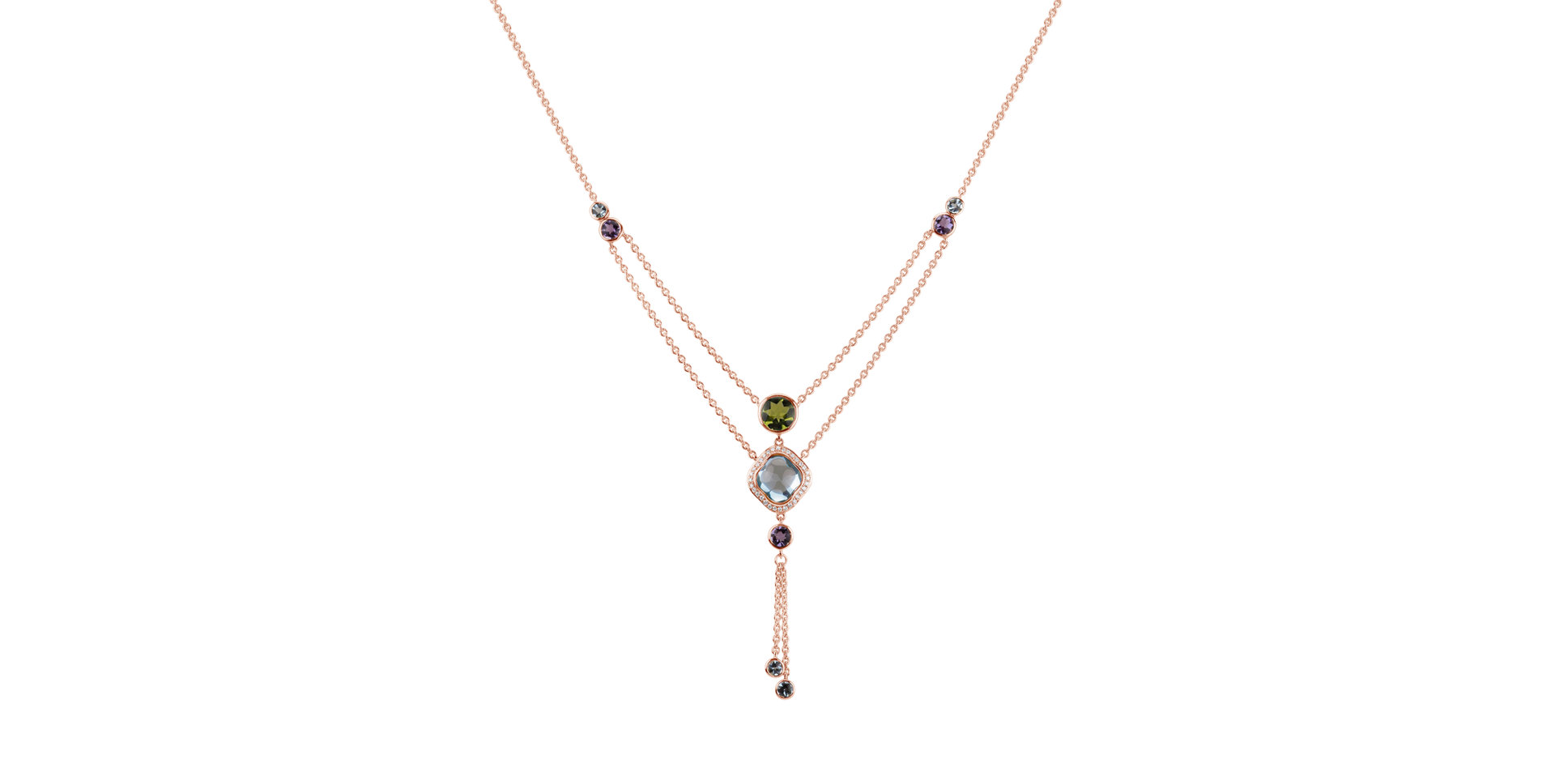 Diamond necklace with Topaz, Amethyst and Peridot Witching Andromeda
