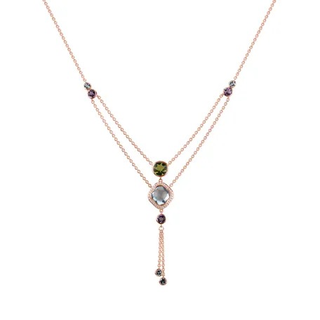 Diamond necklace with Topaz, Amethyst and Peridot Witching Andromeda