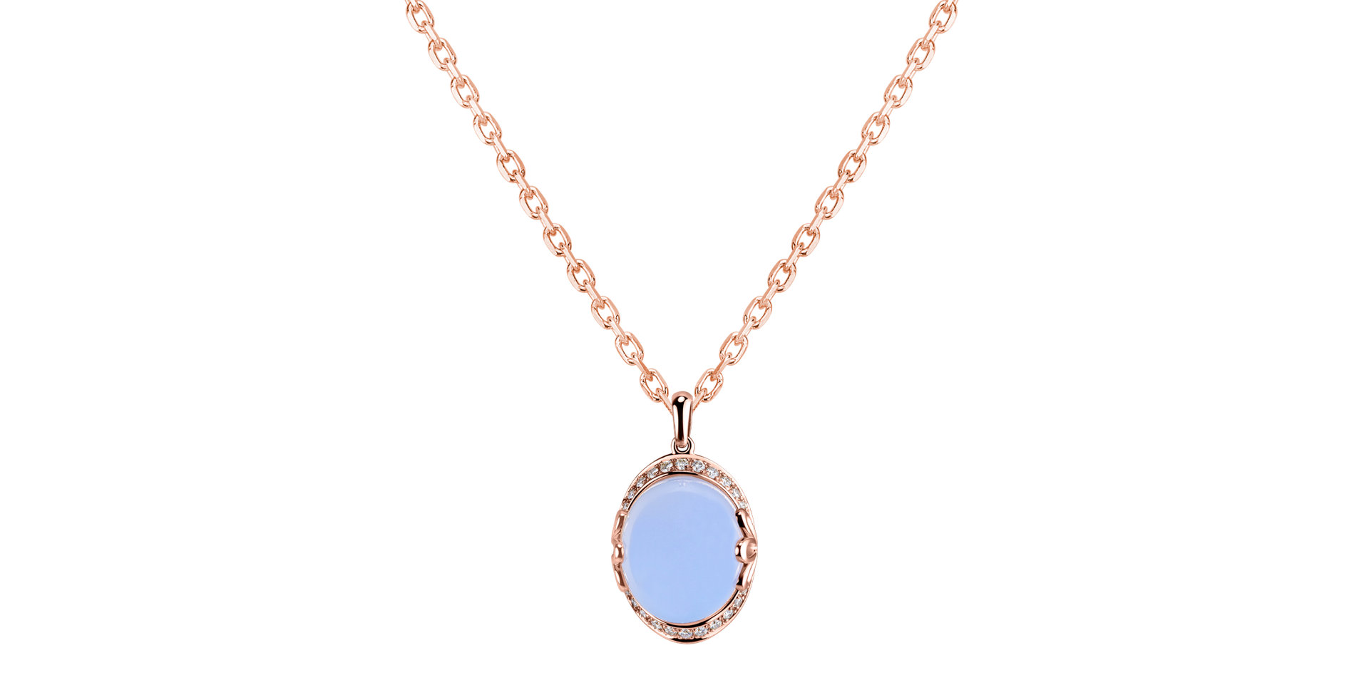 Diamond pendant with Chalcedony Blue Blossoms