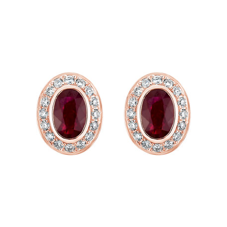 Diamond earrings with Ruby Lucky Ruby