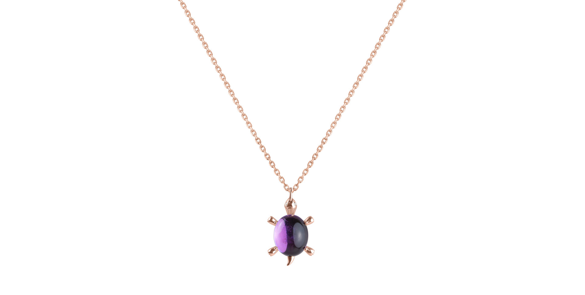 Diamond necklace with Amethyst Marvelous Turtle