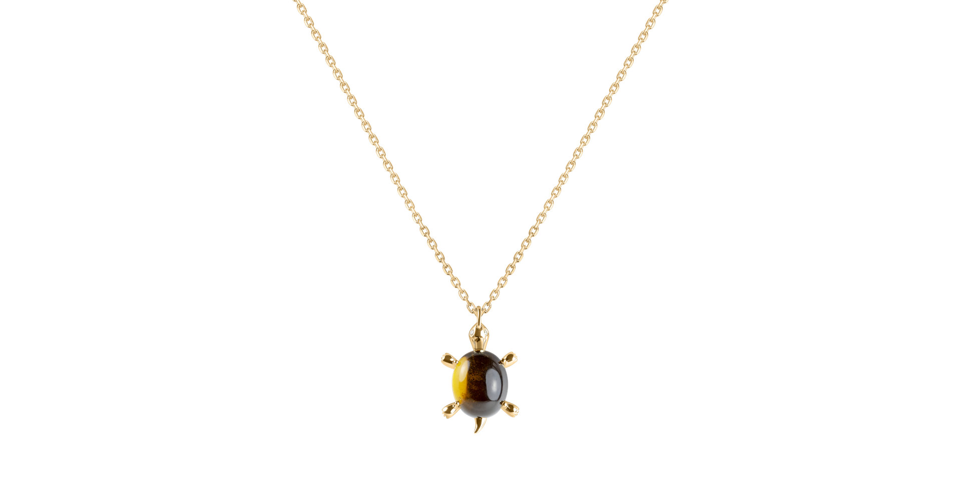 Diamond necklace with Quartz Marvelous Turtle