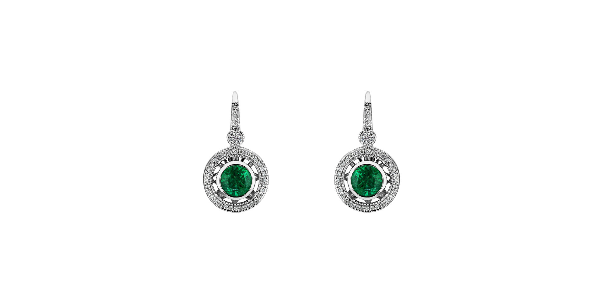 Diamond earrings with Emerald Monarch Love