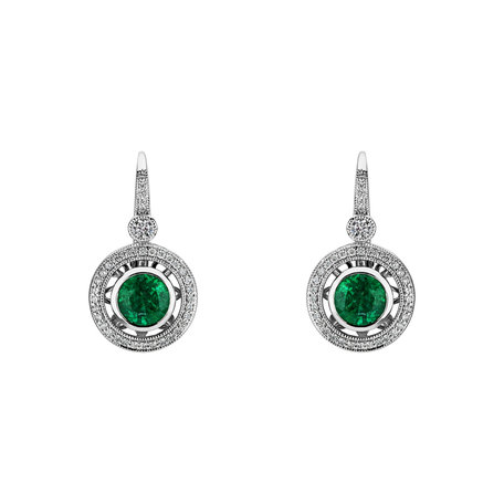 Diamond earrings with Emerald Monarch Love