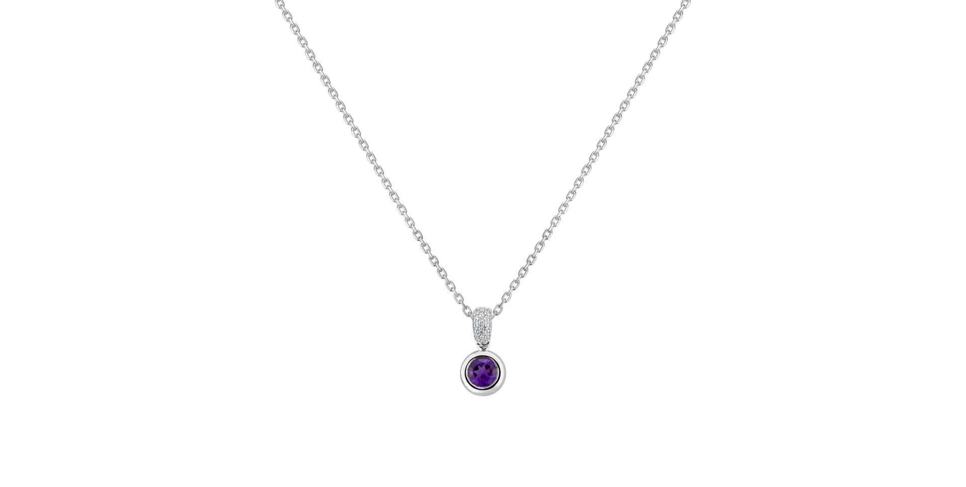 Diamond pendant with Amethyst Delicate Drop