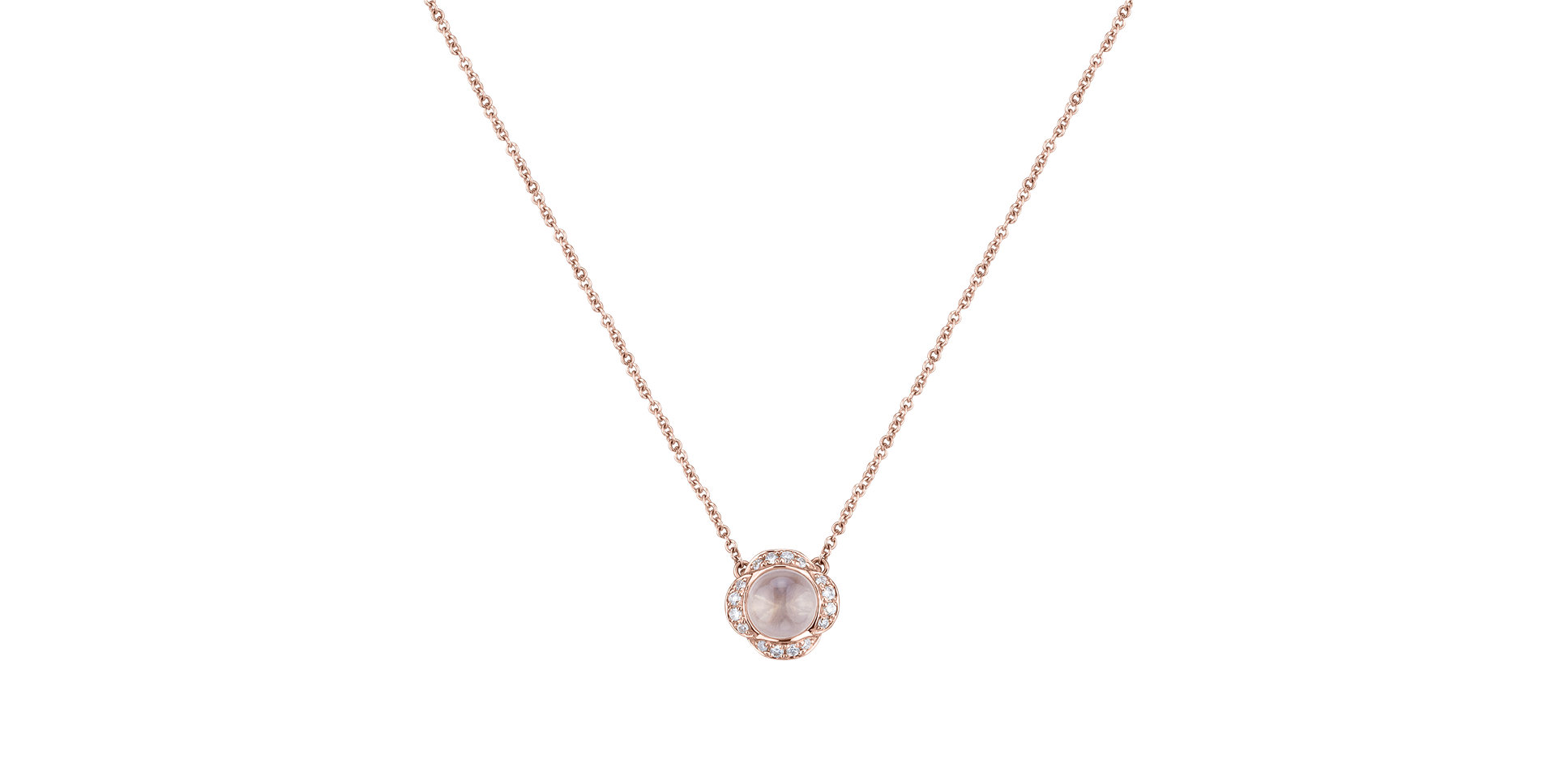 Diamond necklace with Rose Quartz Pink Candy