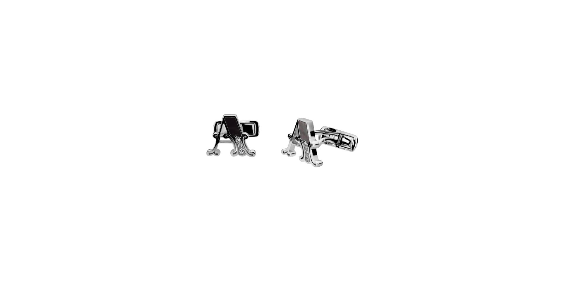Diamond cufflinks with Mother of Pearl Letter Importance